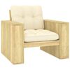 vidaXL Cadeira de jardim c/ almofad&otilde;es cor creme pinho impregnado