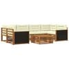 vidaXL Conjunto de Sof&aacute;s para Exterior 7 pcs Natural e Creme Poli&eacute;ster
