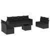 vidaXL 9 pcs conjunto de sof&aacute;s p/ jardim c/ almofad&otilde;es vime PE preto