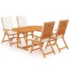 vidaXL 5 pcs conjunto de jantar p/ jardim c/ almofad&otilde;es teca maci&ccedil;a