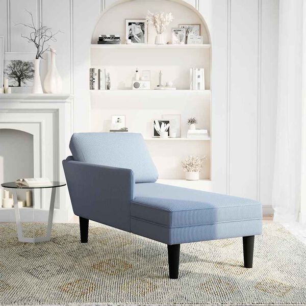 vidaXL Chaise lounge com almofada tecido corduroy azul