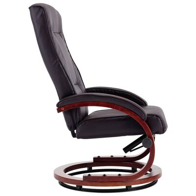 vidaXL Cadeira reclinável c/ apoio de pés couro artificial castanho