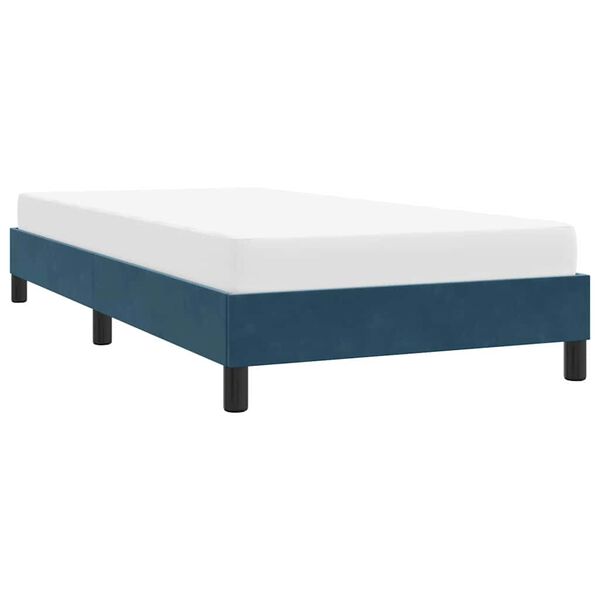 vidaXL Estrutura de cama sem colch&atilde;o 100x220 cm veludo azul-escuro