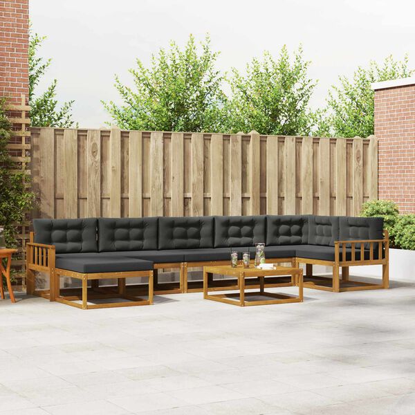 vidaXL Conjunto de Sof&aacute;s para Exterior 8 pcs Natural e Antracite