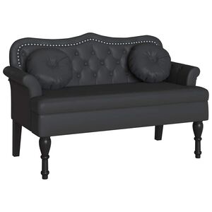 vidaXL Banco Chesterfield Preto 120,5 x 65 x 75 cm Couro Sint&eacute;tico