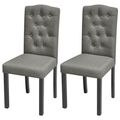 vidaXL Cadeiras de jantar 2 pcs tecido cinzento