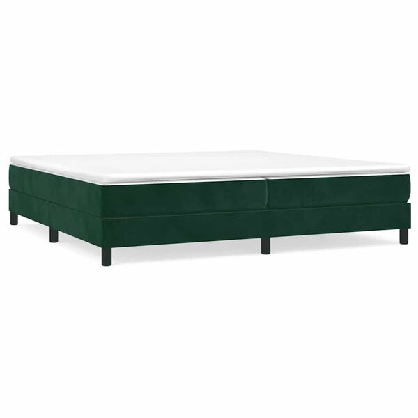 vidaXL Estrutura de cama com molas 200x200 cm veludo verde-escuro