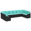 vidaXL Conjunto de Sof&aacute;s 10 unid. Preto vime PE