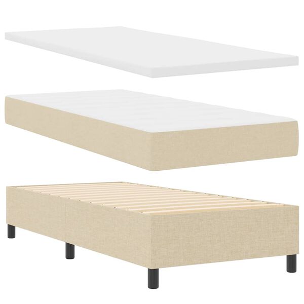 vidaXL Cama Box Spring LED com colch&atilde;o Creme 100 x 200 cm tecido