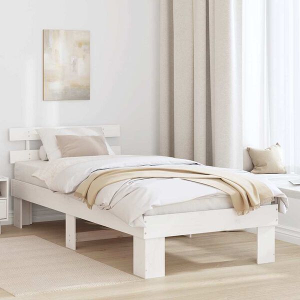 vidaXL Estrutura da Cama Branco 90 x 190 cm Madeira de Pinheiro S&oacute;lida