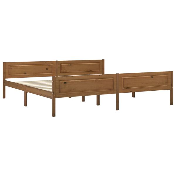 vidaXL Estrutura cama c/ 2 gavetas 200x200cm pinho maci&ccedil;o castanho mel