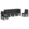 vidaXL Conjunto de Sof&aacute;s para Exterior 6 pcs Preto Poli&eacute;ster