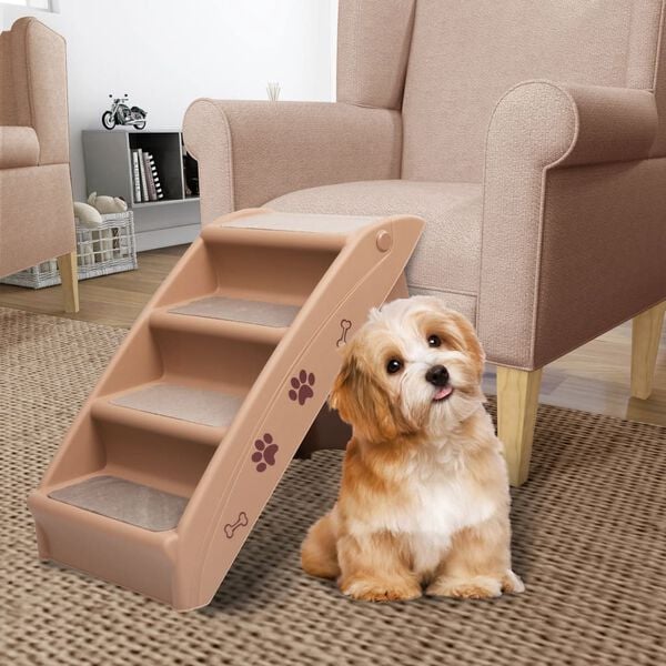 vidaXL Escadas para cães dobráveis 62x40x49,5 cm castanho