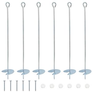 vidaXL &Acirc;ncora para Terra 6 pcs Prateado &Oslash;10 x 60 cm Metal Galvanizado
