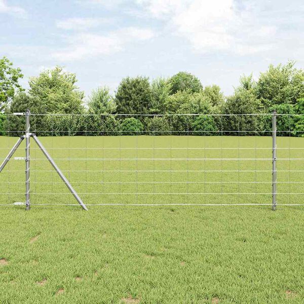 vidaXL Cerca de campo Prateado 25 x 0,8 m A&ccedil;o galvanizado