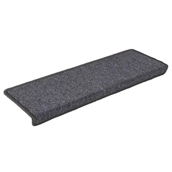 vidaXL Tapetes de escada 15 peças 65x21x4 cm cinza escuro com borda retangular