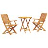 vidaXL Conjunto Bistro Dobr&aacute;vel 3 pcs Castanho