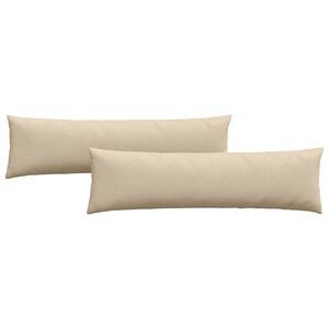 vidaXL Travesseiros de Sof&aacute; 2 pcs Creme 145 x 40 cm tecido