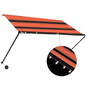 vidaXL Toldo retr&aacute;til com LED 250x150 cm laranja e castanho