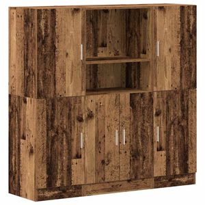 vidaXL 3 pcs arm&aacute;rio de cozinha conjunto deriv. madeira madeira velha