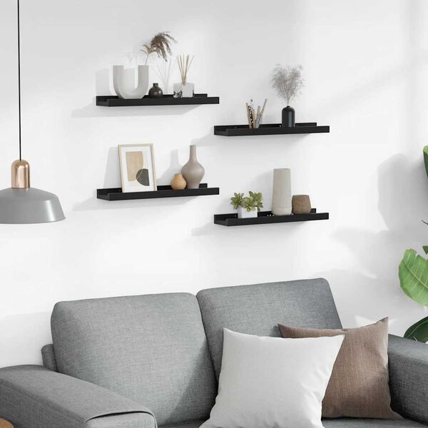 vidaXL Prateleiras de parede 4 pcs 40x9x3 cm preto