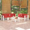 vidaxL Conjunto lounge de paletes p/ jardim 6 pcs c/ almofad&otilde;es pinho