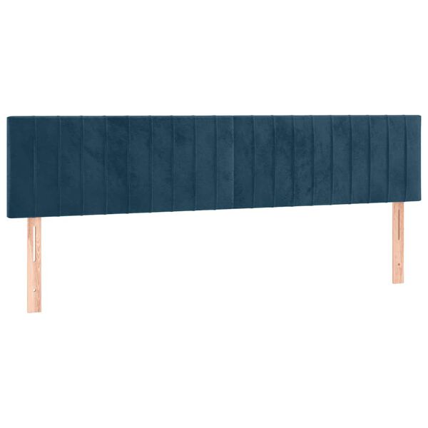 vidaXL Cabeceira de cama c/ luzes LED veludo 180x5x78/88cm azul-escuro