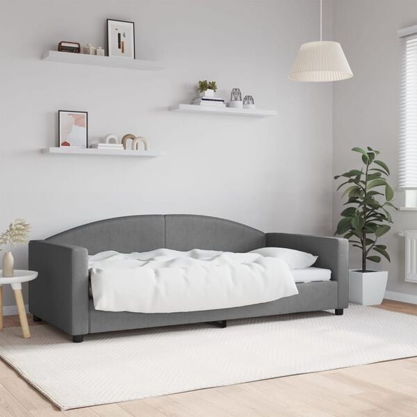 vidaXL Sof&aacute;-cama 90x190 cm tecido cinzento-escuro