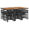 vidaXL 11 pcs conjunto de jantar p/ jardim c/ almofad&otilde;es vime PE preto