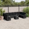 vidaXL 11 pcs conjunto sof&aacute;s de jardim c/ almofad&otilde;es vime PE preto