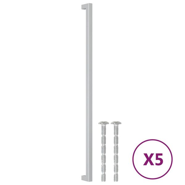 vidaXL Puxadores para m&oacute;veis 5 pcs 480 mm a&ccedil;o inoxid&aacute;vel prateado