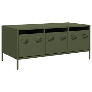 vidaXL Mesa centro 101,5x50x43,5 cm a&ccedil;o laminado a frio verde-azeitona