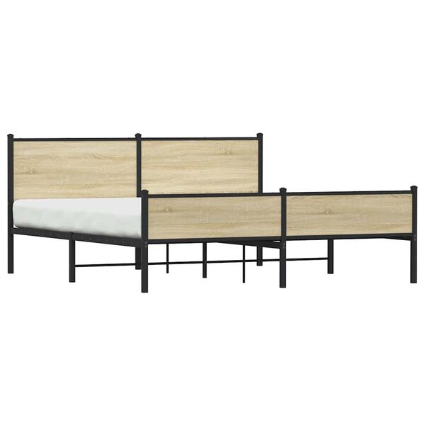 vidaXL Estrutura de cama sem colchão 183x213cm metal carvalho sonoma