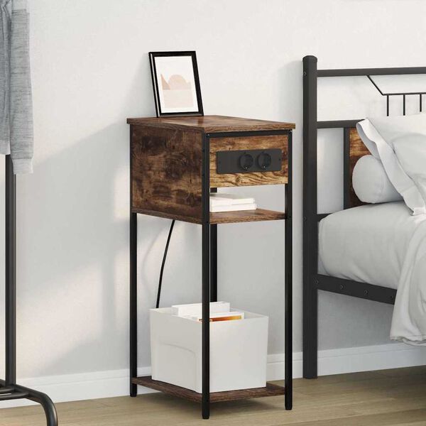 vidaXL Arm&aacute;rio de Cabeceira Carvalho Defumado 41 x 28 x 76 cm