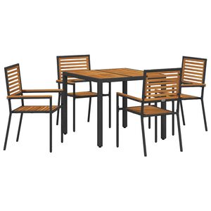 vidaXL Conjunto de Jantar para Jardim 5 pcs Preto e Marrom vime PE