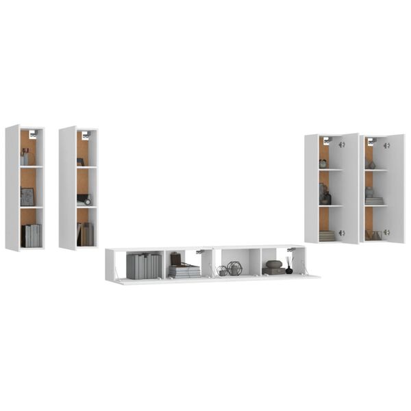 vidaXL Conjunto móveis de TV 6 pcs madeira processada branco