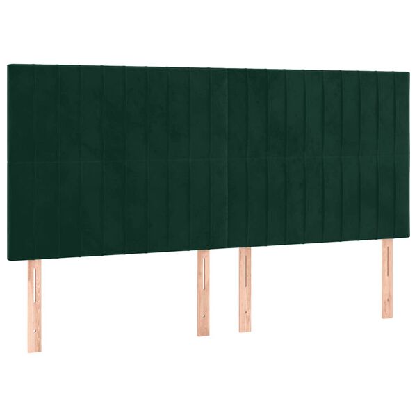 vidaXL Cabeceira Verde Escuro 200x5x118/128 cm Veludo