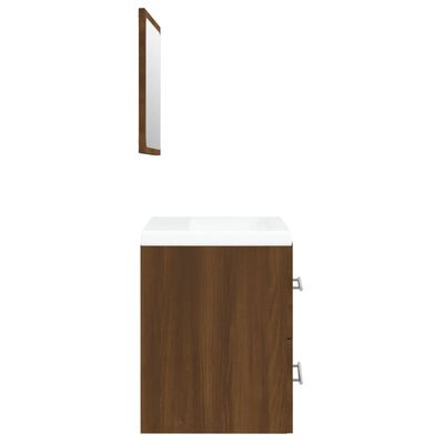 vidaXL Armário lavatório +lavatório embutido madeira carvalho castanho