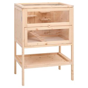 vidaXL Gaiola para hamster 55x40x80 cm Madeira maci&ccedil;a de abeto