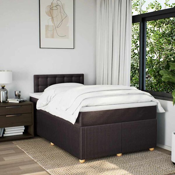 vidaXL Cama boxspring com colch&atilde;o 120x190 cm tecido castanho-escuro