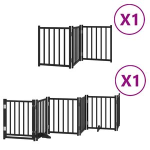 vidaXL Port&atilde;o p/ c&atilde;es com porta dobr&aacute;vel 9 pain&eacute;is 450 cm &aacute;lamo preto