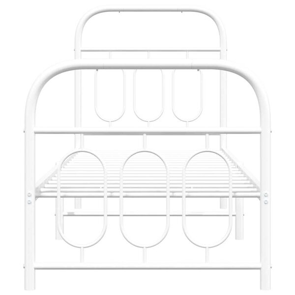 vidaXL Estrutura de cama com cabeceira e p&eacute;s 75x190 cm metal branco