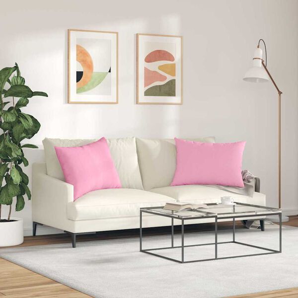 vidaXL Travesseiros de Sof&aacute; 2 pcs Rosa 70 x 50 cm tecido