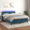 vidaXL Cama box spring c/ colch&atilde;o/LED 140x190 cm veludo azul-escuro