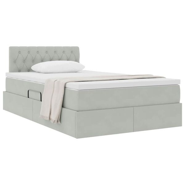 vidaXL Cama com Armazenamento Cinzento-claro 120 x 190 cm Veludo