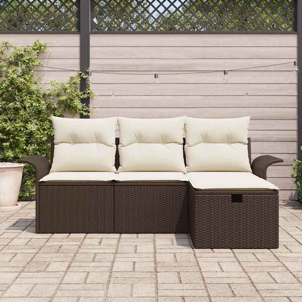 vidaXL Conjunto de Sofá de Jardim 4 pcs Castanho Rattan Sintético