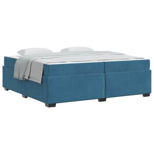 vidaXL Estrutura da Cama com colch&atilde;o Azul Escuro 200 x 200 cm tecido