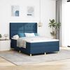 vidaXL Cama Box com colch&atilde;o com cabeceira Azul 140 x 190 cm tecido