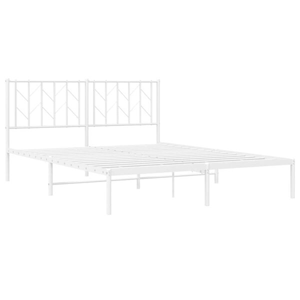 vidaXL Estrutura de cama com cabeceira 150x200 cm metal branco