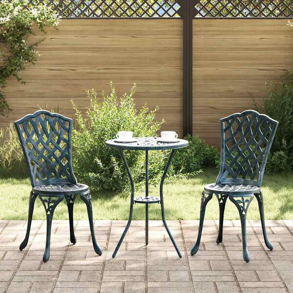vidaXL Conjunto Bistro de Jardim 3 pcs Verde Alumínio